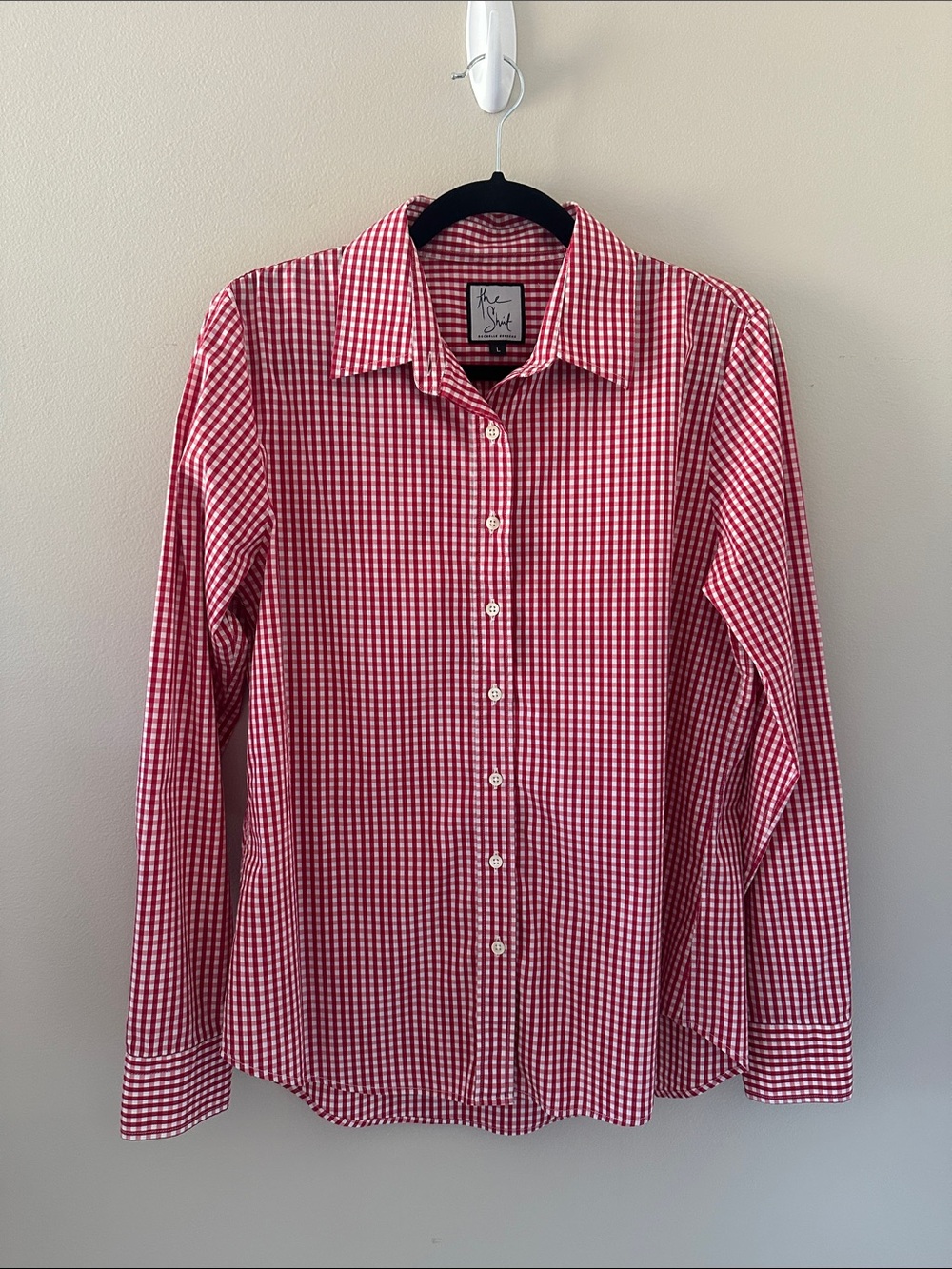 The Shirt by Rochelle Behrens Icon Shirt Long Sleeve Red Check Gingham Sz Large - Picture 2 of 8